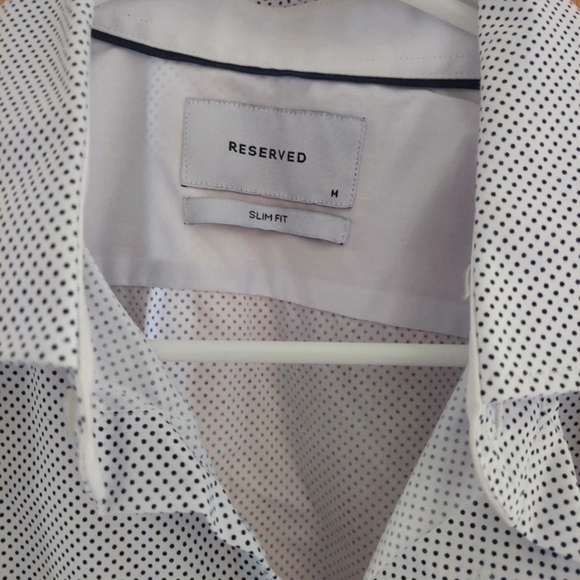 Reserved Men's White and Black Polka Dot Shirt - Picture 2 of 7
